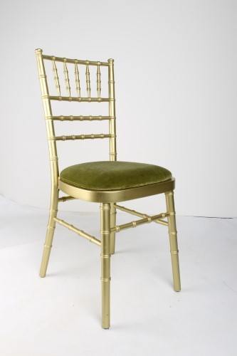 Gold Chivari Chair with Green Seat Pad