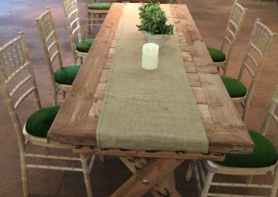Rustic Table and Chair Set with Hessian Cloth