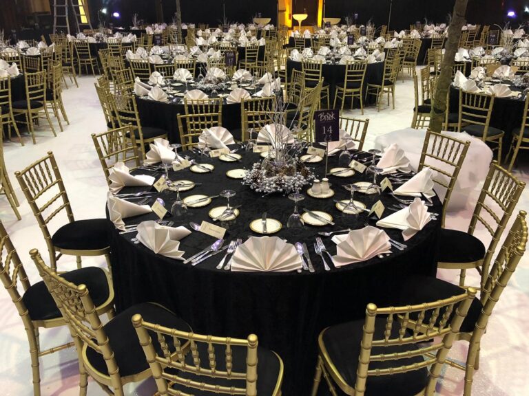 gold chairs at brook food services event